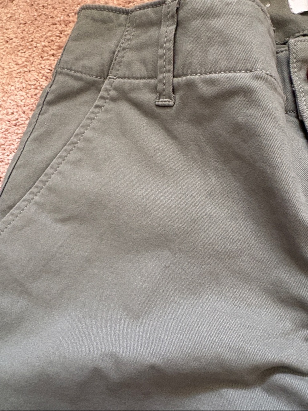 Women’s Monroe Slim Mid Rise Cotton Olive Green Chino Pants -Casual Straight Fit - Picture 5 of 7